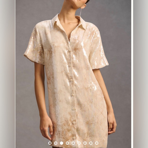 Anthropologie PILCRO Sequin Shirt Dress Size Small - Picture 3 of 10